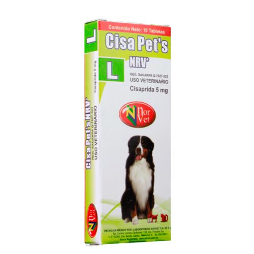 CISA PETS 5 mg. (Cisaprida) 1 tab/10kg 10 tabs
