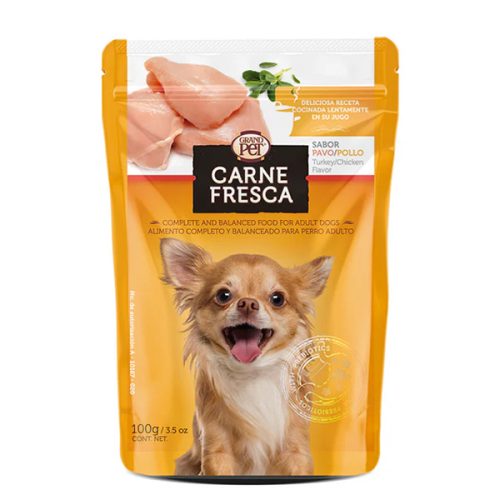 GrandPET Carne Fresca Sobre Alimento Húmedo Receta Pavo y Pollo
