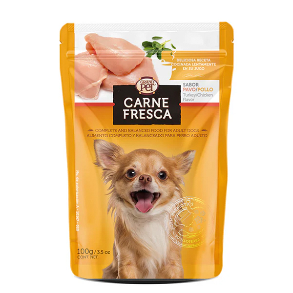 GrandPET Carne Fresca Sobre Alimento Húmedo Receta Pavo y Pollo