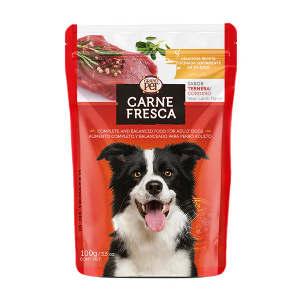 GrandPET Carne Fresca® Sobre Alimento Húmedo Receta Ternera y Cordero