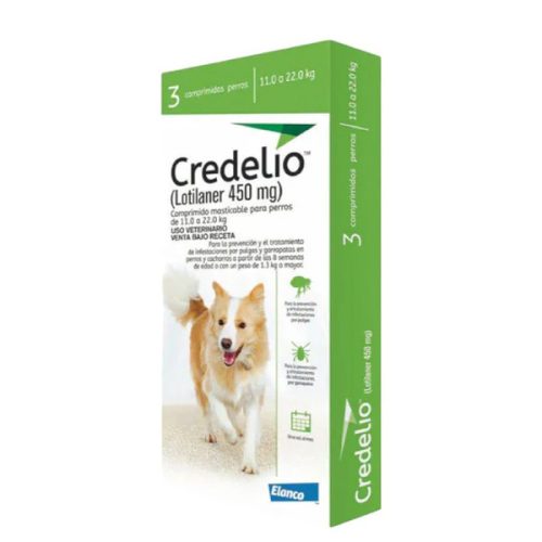 Credelio Perros 3 Tabletas 450 Mg 11 a 22 Kg Elanco
