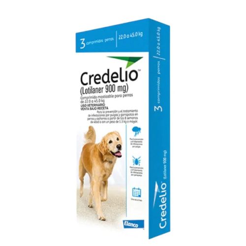 Credelio Perros 3 Tabletas 900 Mg 22 a 45 Kg Elanco
