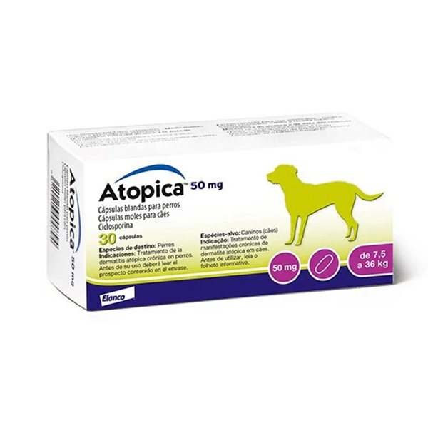 Atopica 50 mg 7.5 a 36 kg 30 Cápsulas (Tratamiento de Dermatitis)