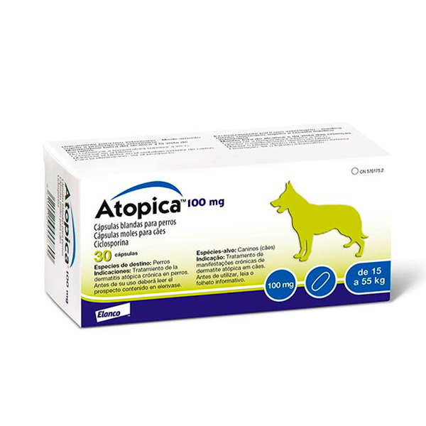 Atopica 100 mg 15 a 55 kg 30 Cápsulas (Tratamiento de Dermatitis)