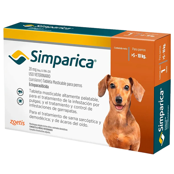 Simparica® 20mg para perros de 5-10kg 1 tableta