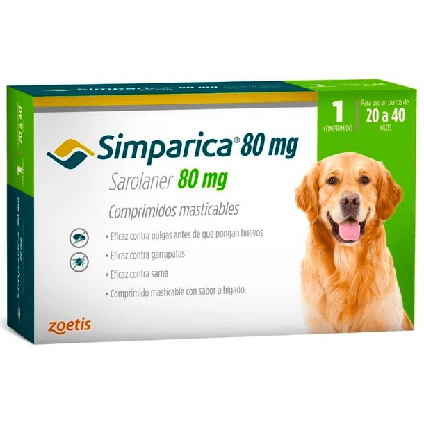Simparica® 80mg para perro de 20-40kg 1 TABLETA