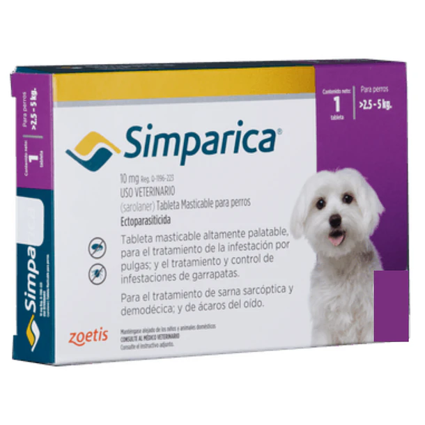 Simparica® 10mg para perros de [2.5-5kg] una tableta